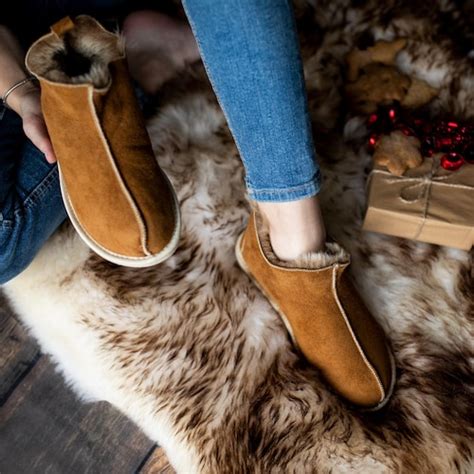 Sheepskin Slippers Lambskin Slippers Fur Slippers Leather Etsy