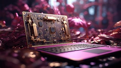 Premium Ai Image A Pink Computer With A Gold Chip