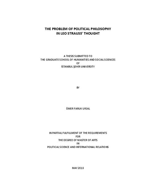 (PDF) The Problem of Political Philosophy in Leo Strauss' Thought