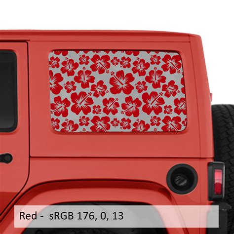 Hibiscus Floral Pattern JKU Hardtop Window Decal Set Jeep Window Decals