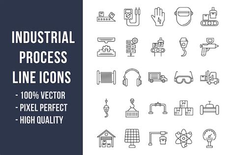 Premium Vector | Industrial Process Line Icons
