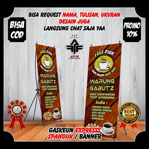 Jual Spanduk Berdiri Warkop Warung Kopi Gabut Design Unik Suka Suka