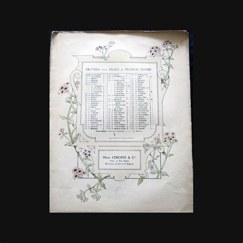 Œuvre pour piano de Francis Thomé aux Editions Henry Lemoine et Cie