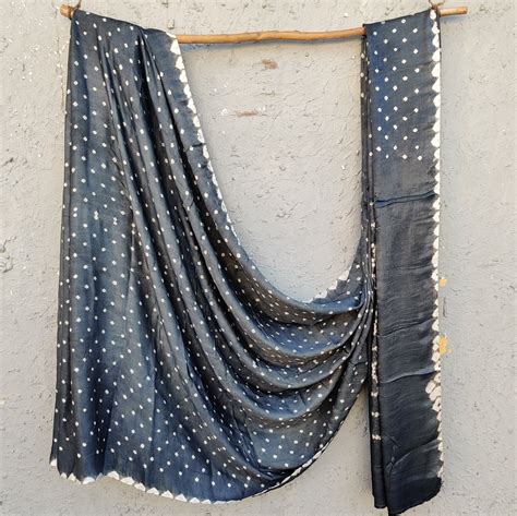 Bandhani Modal Silk Black Bandhani Saree Sanskruti