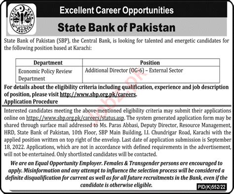 State Bank Of Pakistan Sbp Karachi Job Announcement Job