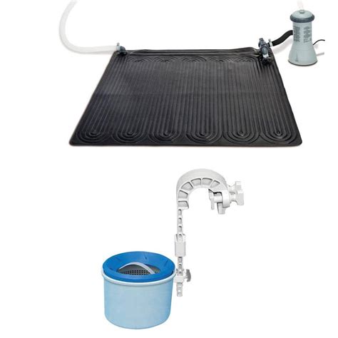 Intex Solar Mat Water Heater Black Bundled With Wall Mounted Automatic Skimmer 28685e 28000e