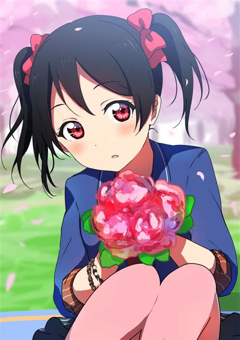 The Big Imageboard Tbib 1girl Black Hair Blush Female Flower