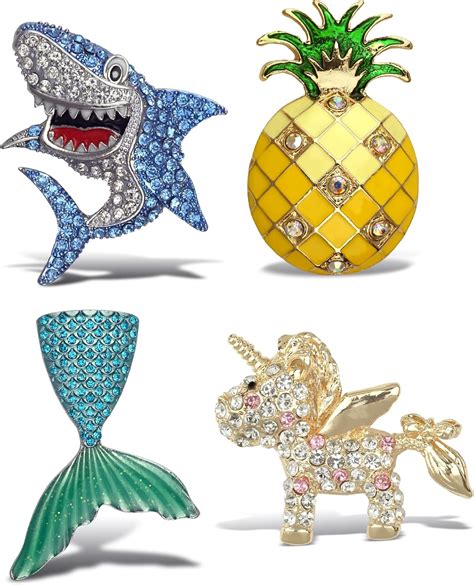 Amazon Aqua Sparkling Refrigerator Magnet Set Mix Silver Shark