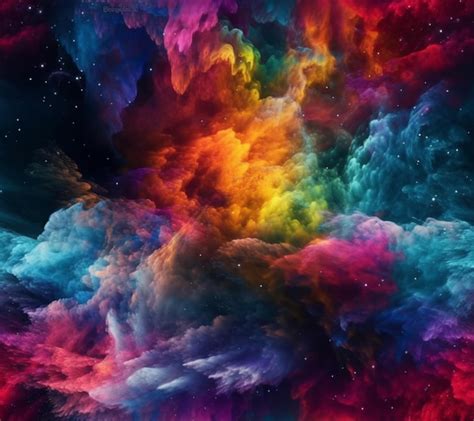 Premium Photo | A colorful galaxy wallpaper with a rainbow in the center