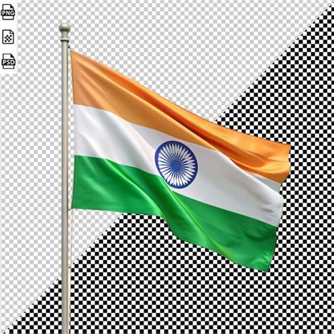 Indian Flag On Transparent Background Premium AI Generated PSD