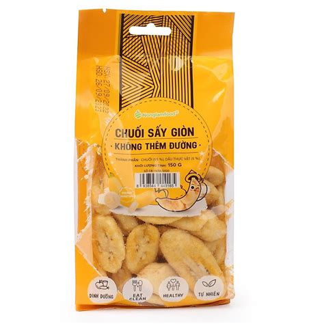 Chuối sấy giòn cao cấp không thêm đường Nonglamfood túi 150g Banana