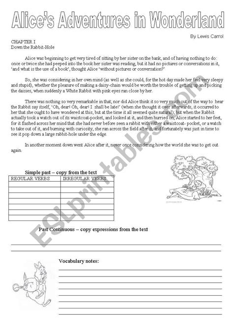 Alice´s Adventures In Wonderland Reading Esl Worksheet By Giseplima