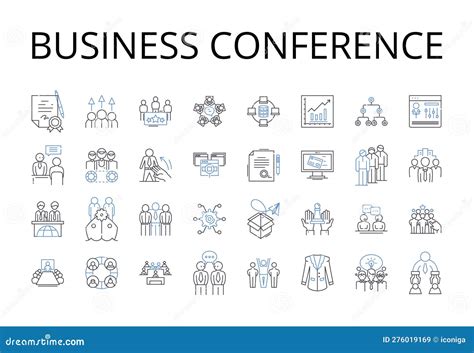 Business Conference Line Icons Collection Corporate Seminar