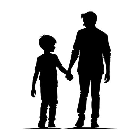 Premium Vector Vector Silhouette Of Father And Son Holding Hands And Walking On White