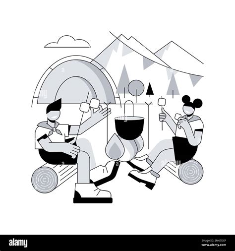 Summer Camping Abstract Concept Vector Illustration Caravan Camping