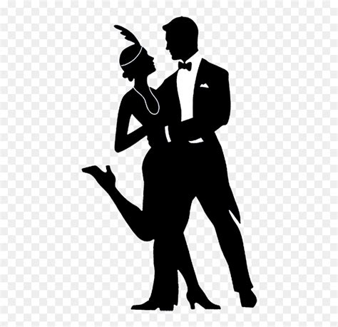 Charleston Dancing Couple Roaring 20s Silhouette Hd Png Download Vhv