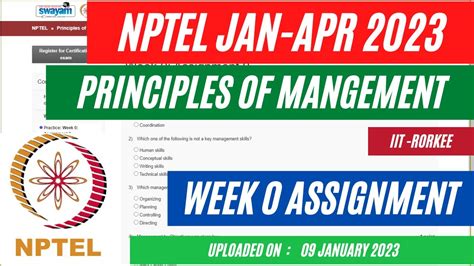 Nptel Principles Of Management Week Assignment Solutions Jan Apr