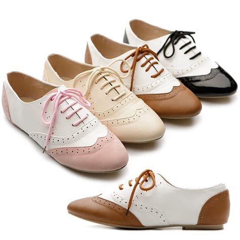 Womens Classic Dress Oxfords Low Flats Heels Lace Up