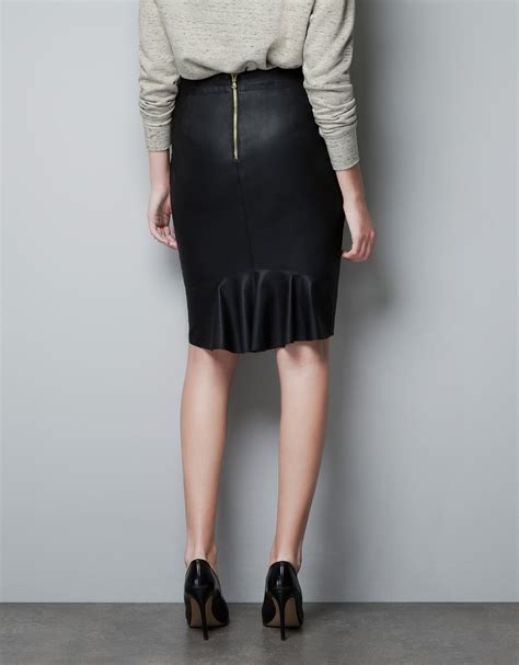 Zara Leather Pencil Skirt In Black Lyst