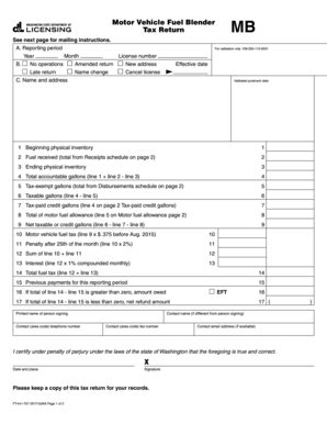 Fillable Online Dol Wa Motor Vehicle Fuel Blender Tax Return