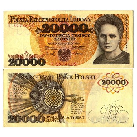 1989 Banknote Poland 20 000 Zlotych Marie Sklodowska Curie P152a