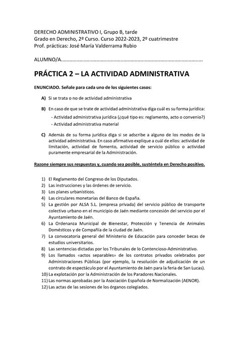 Practica Derecho Administrativo I Derecho Administrativo I Grupo B