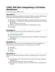 Couc Quiz Integrating A Christian Worldview Docx Couc Quiz