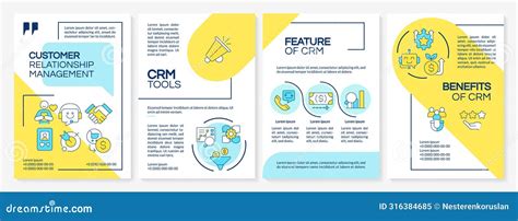 Crm Tool Types Blue And Yellow Brochure Template Stock Vector Illustration Of Business