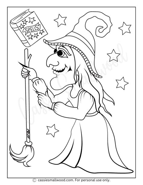 Scary Witch Coloring Page Cassie Smallwood