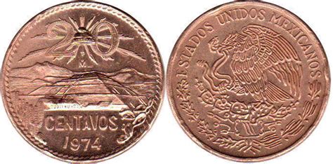 20 Centavos 1971 1974 Mexican Coin Value Detailed Description With