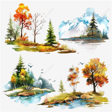 Paisaje Natural En Diferentes Pocas Del A O Png Dibujos Estaciones