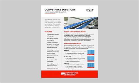 Motion Conveyance Solutions Volta Positive Drive Belting Flyer