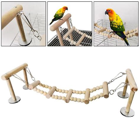 Wooden Bird Perches Stand Toys Parrot Swing Climbing Ladder Parakeet