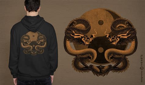 Yin Yang Ancient Dragons T Shirt Psd Vector Download