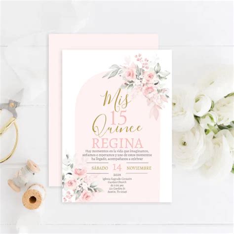 Blush Pink Floral Quinceañera Invitation Zazzle