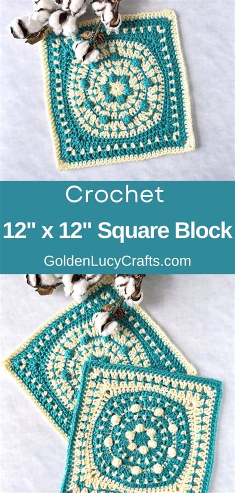 Crochet 12 Square Block Pattern Atom Square Goldenlucycrafts