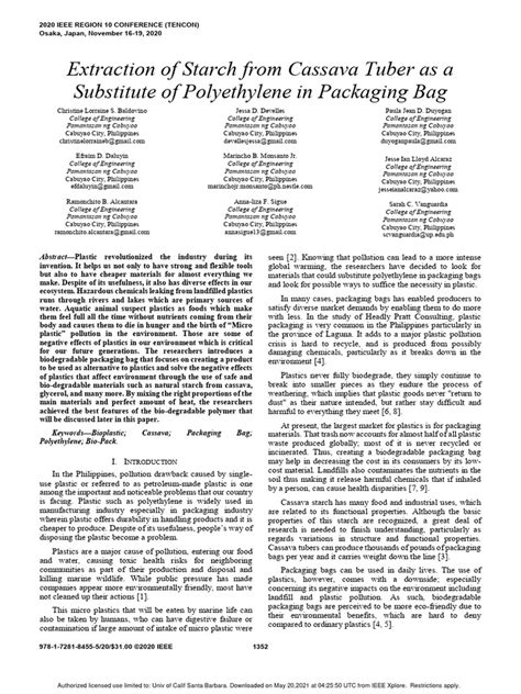 Cassava Bioplastic Testing Pdf Biodegradation Plastic