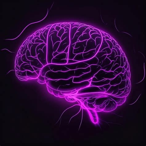 A Purple Brain With A Purple Line On It With Black Background Generate