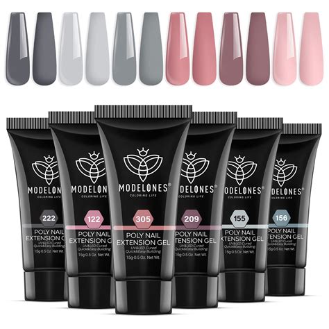 modelones Juego de gel de extensión de uñas de poli colores nude gris rosa colección