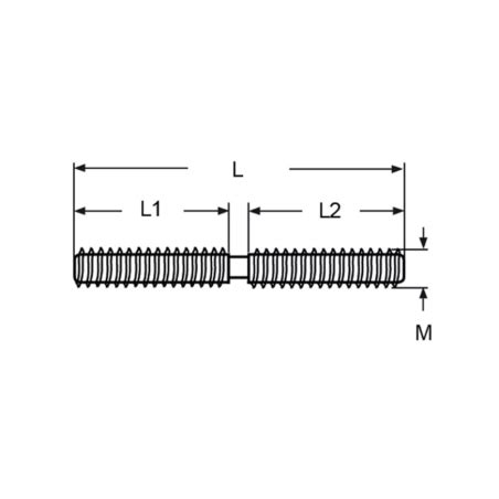 Terminaison avec filetage pas à droite et pas à gauche en inox 316