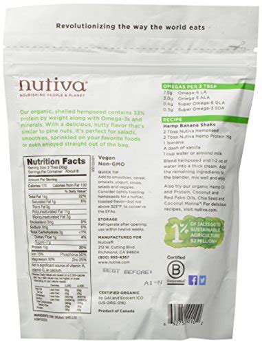 Nutiva Organic Raw Shelled Hempseed From Non Gmo Sustainably Framed