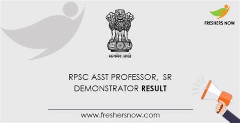 Rpsc Assistant Professor Result Cut Off Marks Merit List