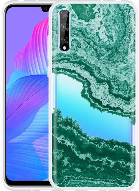 Hoesje Geschikt Voor Huawei P Smart S Turquoise Marble Art Bol