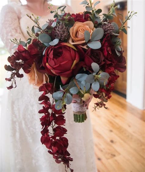 Cascade Bouquet Burgundy Bouquet Wedding Bouquet Bridal Flowers