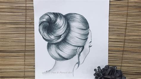 How To Draw A Girl With A Messy Bun Hair Style Step By Step Pencil