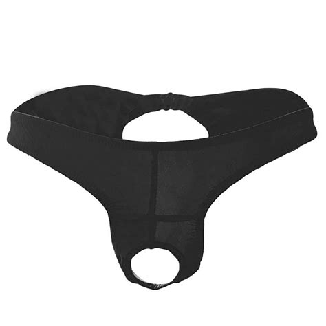 GHSOHS Mens Underwear Ice Silk Spandex String Bikini Low Rise T Pants