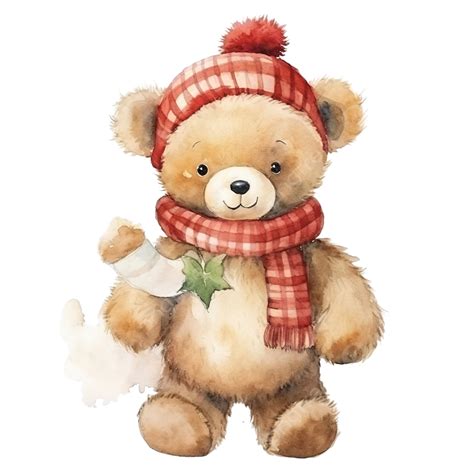 Aquarela De Urso De Natal PNG Natal Ilustração De Natal Aquarela