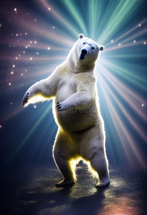 Funny Polar Bear Dancing At The Disco In The Spotlight AI Generated