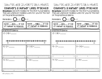 Subtracting Integers Using Models Guided Notes And Practice Tpt