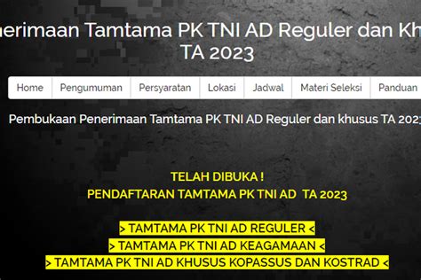 Pendaftaran Tamtama PK TNI AD 2023 Telah Dibuka Simak Persyaratan Dan